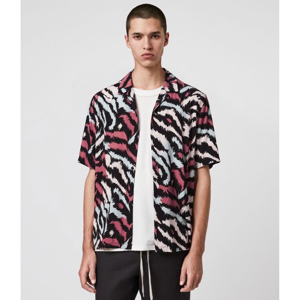 ALLSAINTS Mens Relaxed Fit Short Sleeve Shirt Abstract Print Size Medium 0635